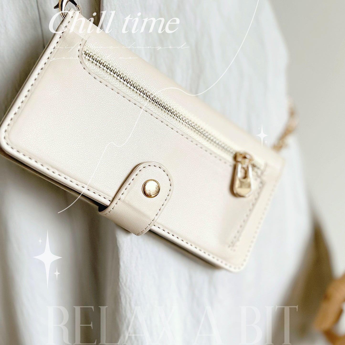 Stylish 3-in-1 Crossbody Phone Wallet Case with Gold Chain – Elegant & Functional