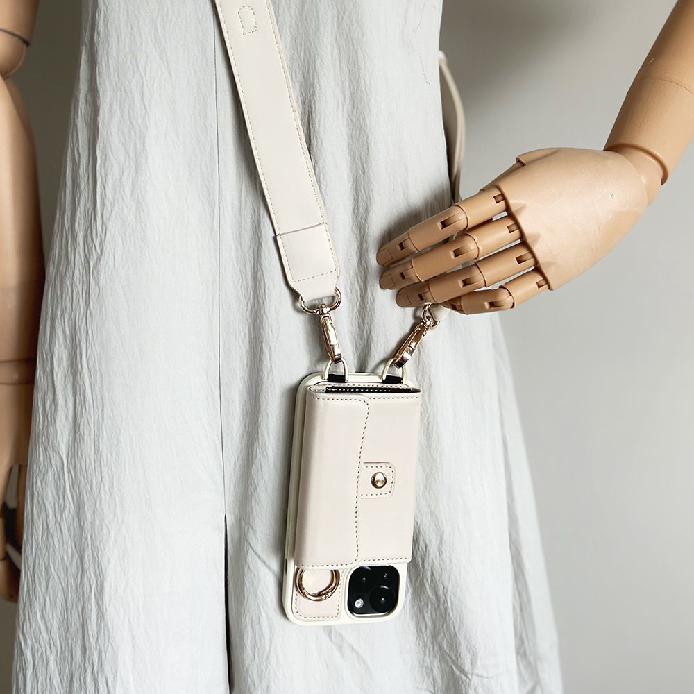 Elegance Leather Wallet Phone Case with Crossbody Strap & Card Pocket